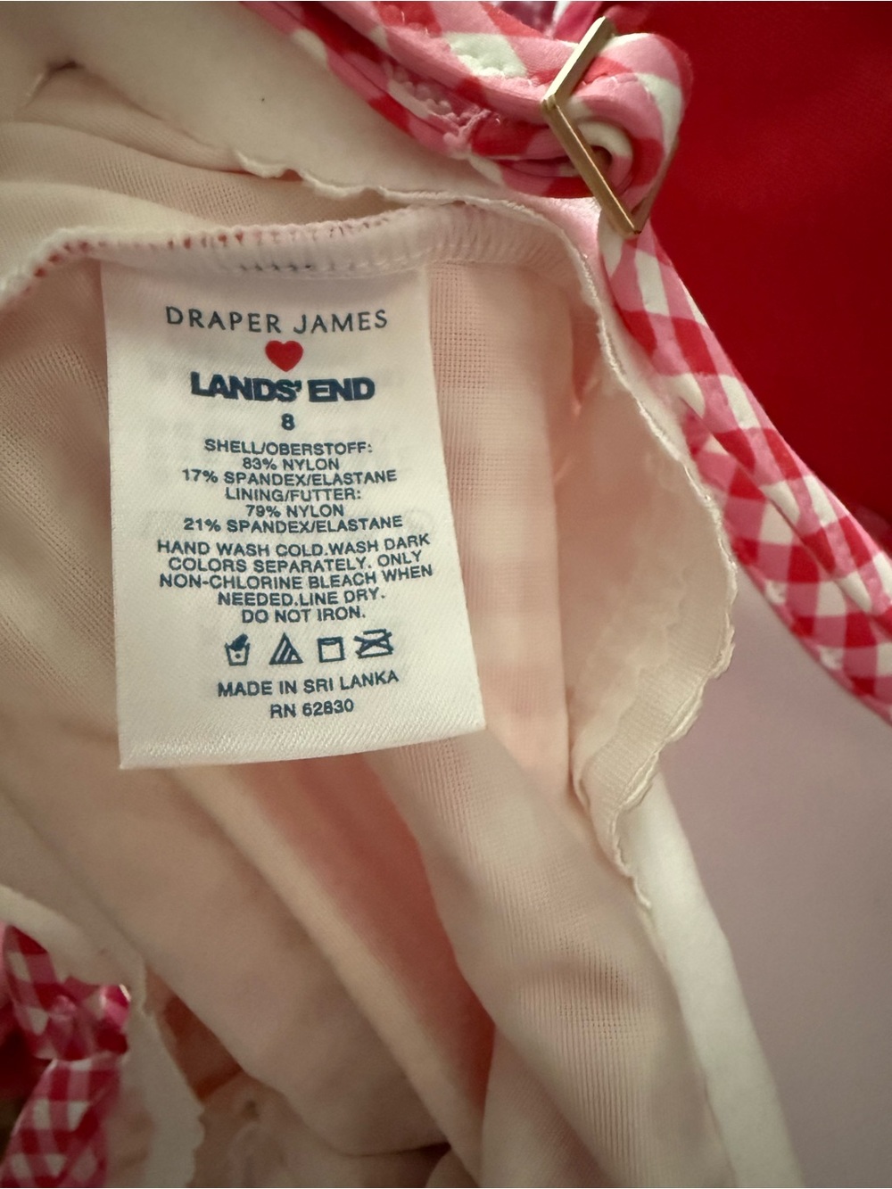 Lands End Draper James WHOLE LOOK! Pink Gingham Tote & Matching Swim Set size 8 - Picture 7 of 8